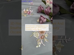 3D النسيج الزهري الساكين الأنيق والتنفس الشبكة القماش الرقصة الفاخرة المناسبة المساء النسيج