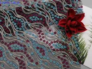 49 بوصة ملون 3D الأزهار الفاخرة أقمشة الدانتيل لفساتين الإناث