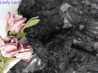 محفور التطريز حزب الدانتيل الأسود 3D الترتر زين النسيج
