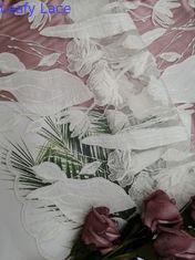 قطع الليزر الأبيض تول زين التطريز Cutwork أقمشة الدانتيل