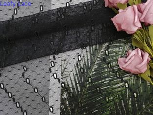 أسود بوليستر نقطة مطرزة شبكة نسيج الدانتيل العيينة نسيج شبكي