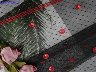 قماش مطرز بالترتر الأحمر الدائري لفستان سهرة نسائي
