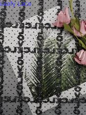 أسود متدفق لامع لوريكس تول مطرز أقمشة الدانتيل المعدني