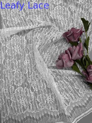 55 Inch White Floral Lace Fabric In Nylon Cotton Rayon Composition With Scallop Eyelash