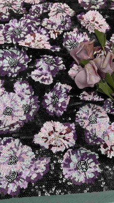 Mesh Tulle Sequin Embroidered Fabric 49 Inches Floral For Women Wear