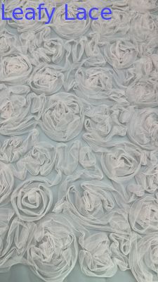 White Floral Pleated Lace Fabric for Gowns Mesh Ground High Intricate Embroidery Wedding Dresses