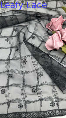 Luxury Embroidered Mesh Lace Sheer Soft Tulle With Delicate Floral Stitching For Elegant Evening Gowns