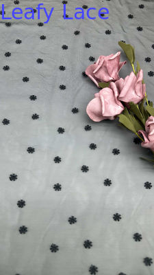 Flocked Mesh Lace With Embroidered Sheer Elegance With Subtle Design