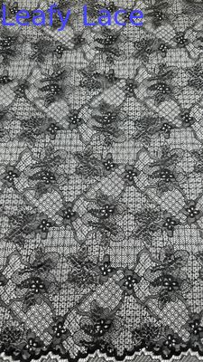 Black Embroidered Lace Fabric Hollow-up Floral Sequin Laser for Party Dresses Clothing