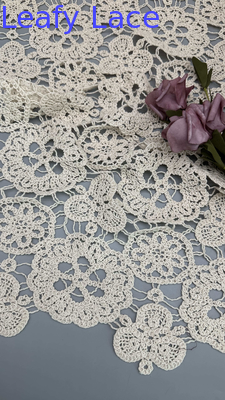 Crochet Corded Lace Fabric Polyester Cotton for Wedding Dresses