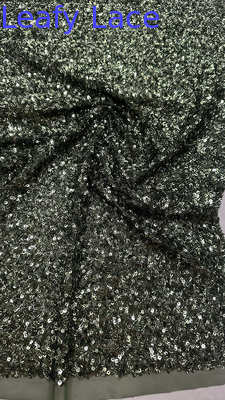 Sequin Embroidered Fabric 100% Polyester Complicated Fabric  for Party Dress