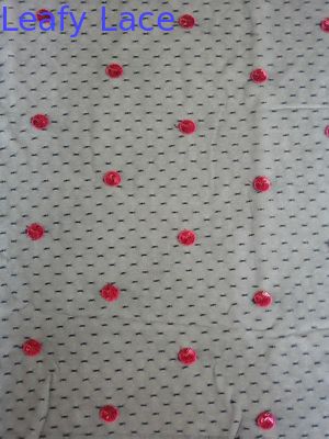 Black Red Polka Dot Sequin Fabric For Day Dress Garment