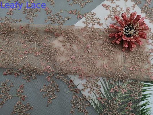 Small Floral Tulle Mesh Colored Embroidered Lace Fabric By The Yard