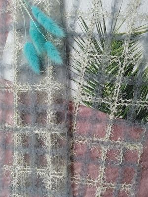 125CM Blue Geometric Lurex Applique Embroidery Fabric