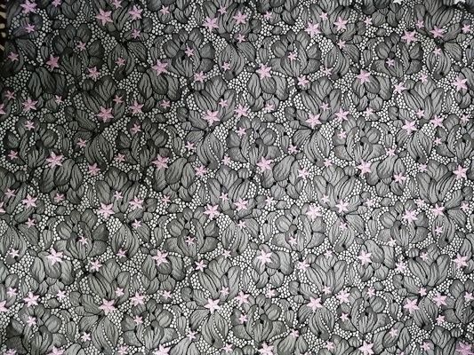 Pink Star Pattern Embroidered Net Lace Fabric For Lady Garment