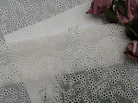 Ivory Embroidered Eyelet Fabric