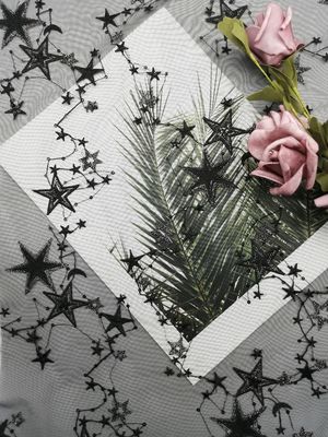 Black Star Shape Sequin Embroidered Fabric
