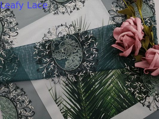 60 Yards Tulle Mesh Party Green Embroidered Lace Fabric