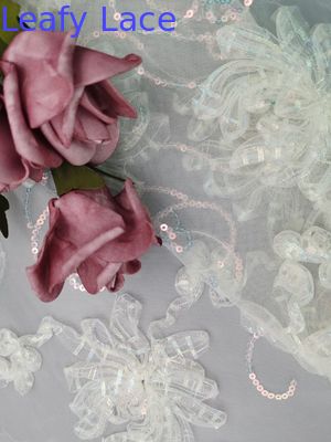 Gradient Color Embroidered Lace Fabric Sequin Cording Embroidery