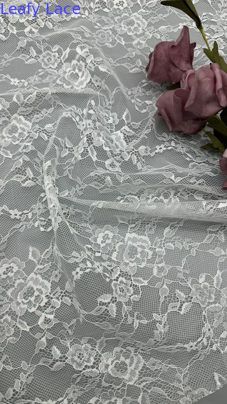 White Lace New Design Tulle Mesh Fabric Floral Breathe for Cauasl Gowns
