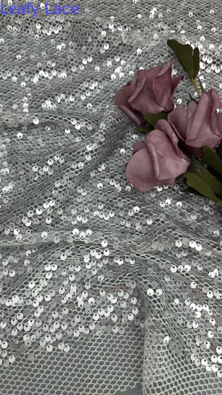 Tulle Sequin Mesh Embroidered Lace Fabric Polyester Hollow-up for  Evening Dresses