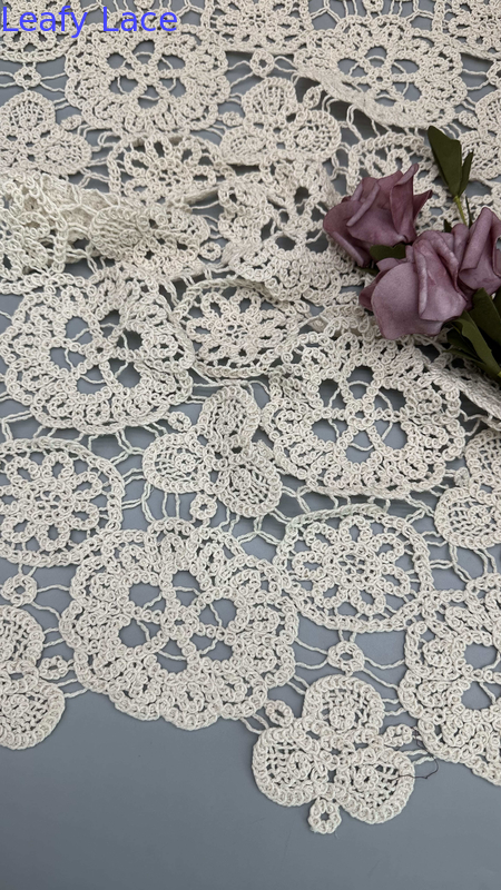 Crochet Corded Lace Fabric Polyester Cotton for Wedding Dresses