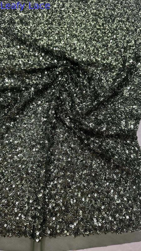 Sequin Embroidered Fabric 100% Polyester Complicated Fabric  for Party Dress