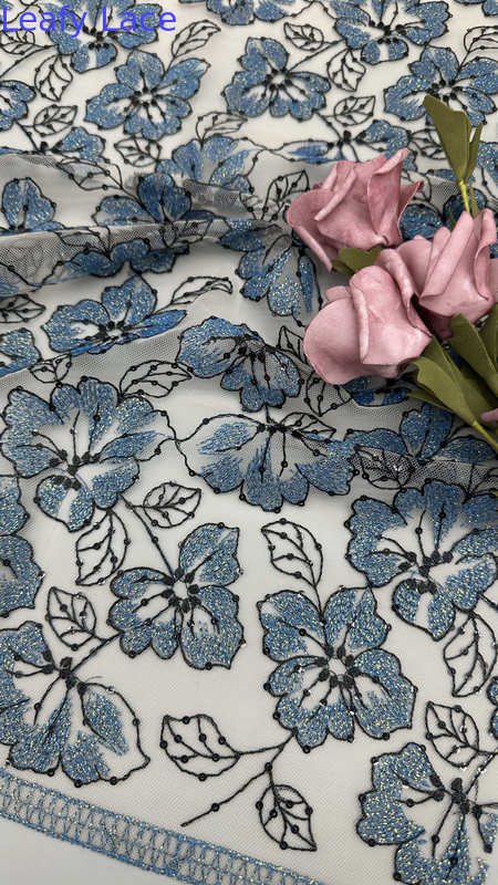 Metallic Lace Embroideded 3D Floral Mesh Luxary High Quality Elegant Fabric For Women's
