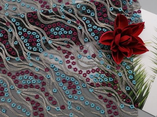 49 بوصة ملون 3D الأزهار الفاخرة أقمشة الدانتيل لفساتين الإناث