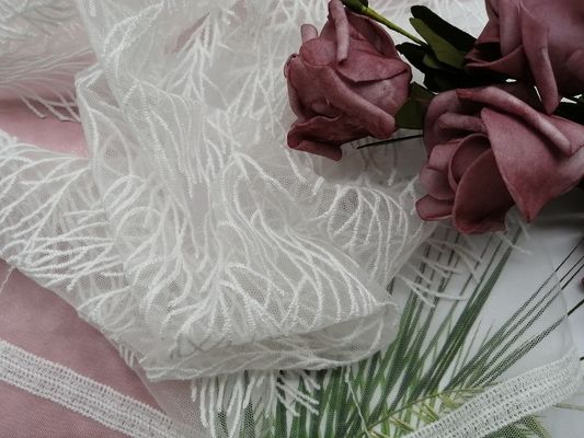 تطريز حبالي أقمشة الدانتيل الأبيض الزفاف أقمشة الدانتيل