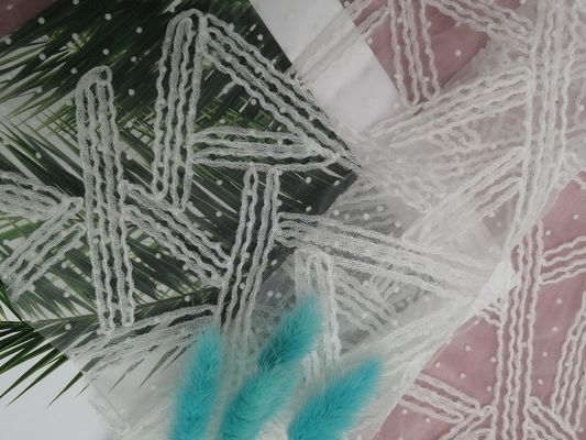 الأبيض 3D النسيج والتطريز زين لسيدة الملابس النسيج الدانتيل