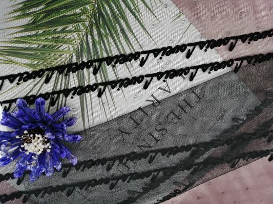 المنسوجات المنزلية رسالة سوداء تول شبكة نسيج متدفق
