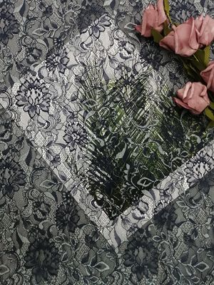 نسيج دانتيل شانتيلي فرنسي بلونين