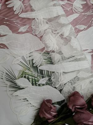 قطع الليزر الأبيض تول زين التطريز Cutwork أقمشة الدانتيل