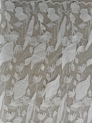قطع الليزر الأبيض تول زين التطريز Cutwork أقمشة الدانتيل