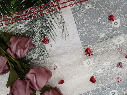 100 ياردة قلب أحمر حزب الترتر النسيج المطرزة