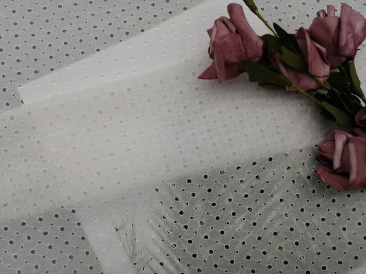 ساكورا كرز زهر خيط أبيض مطرز قماش ثقيل