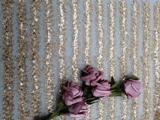 سيدة فستان الديكور 60 ياردة خطي مطرزة الترتر أقمشة الدانتيل