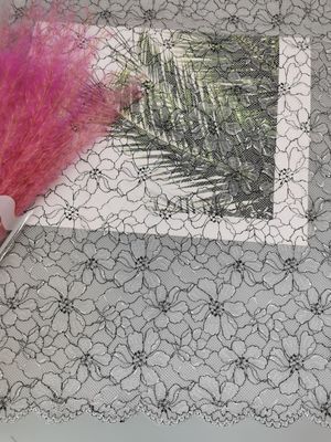 142 سم في جميع أنحاء الدانتيل السويسري الأزهار البوليستر الدانتيل تطريز التباين الفضي