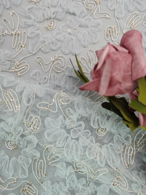 الأزرق الكروشيه الدانتيل النسيج المعدني حبال تول التطريز النساء اللباس النسيج