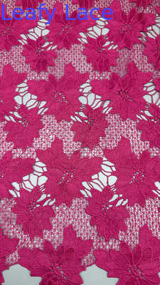 Guipure Lace Pink Leafy Style Embroidered Lace Fabric for Bridal Wedding Party Gown